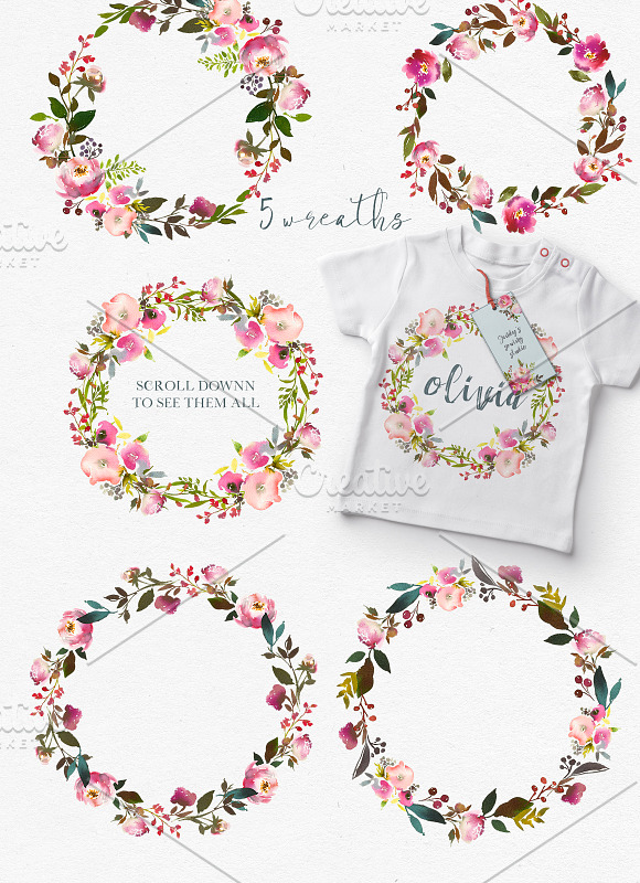 Fresh Scent Pretty Floral Clipart in Illustrations - product preview 2