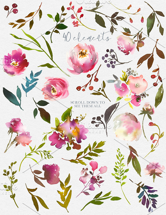 Fresh Scent Pretty Floral Clipart in Illustrations - product preview 8