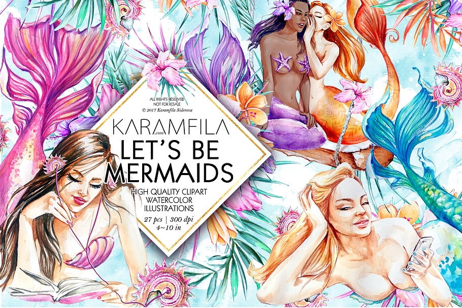 Let's Be Mermaids Clipart