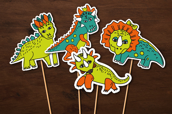 Dinosaurs Birtday decor set in Postcard Templates - product preview 2