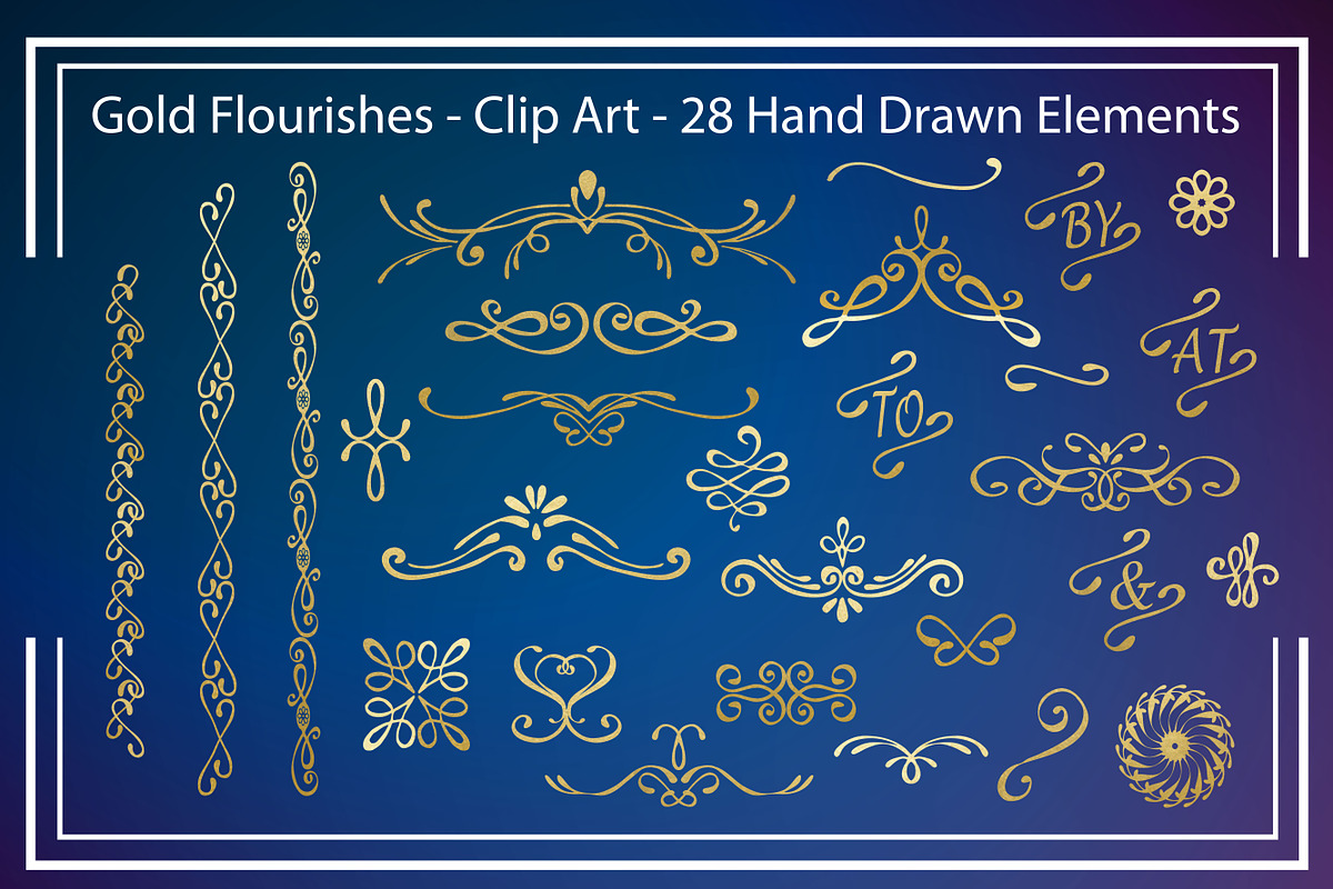 Digital Clip Art - Gold Flourishes  in Objects - product preview 8