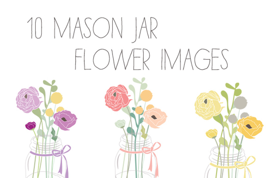 Mason Jar Flower Clip Art + Vector
