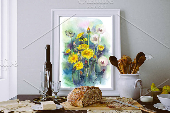 SALE! Watercolor Dandelions in Illustrations - product preview 1