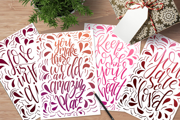 9 hand lettering Quotes about love in Illustrations - product preview 4
