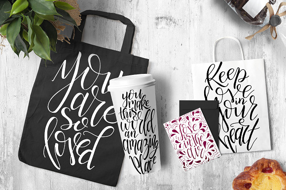 9 hand lettering Quotes about love in Illustrations - product preview 7