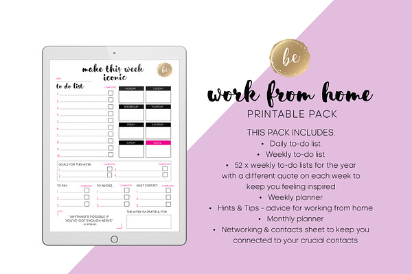Work from home - Printable Planner