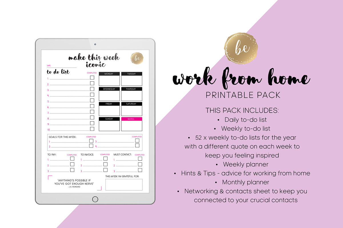 Work from home - Printable Planner in Stationery Templates - product preview 8