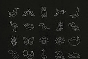 Line Vector Icons Animals Set
