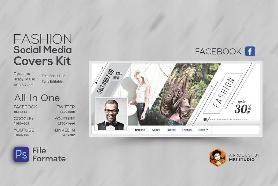 Fasion Social Media Cover kit in Facebook Templates - product preview 8