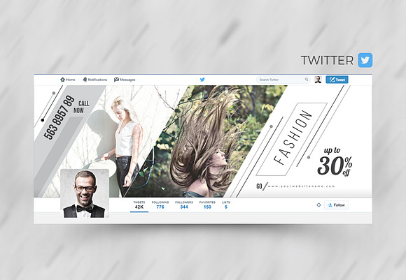 Fasion Social Media Cover kit in Facebook Templates - product preview 4