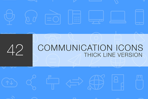 Communication thick line icon set