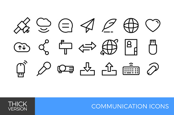 Communication thick line icon set in Communication Icons - product preview 2