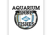 Color vintage aquarium shop emblem