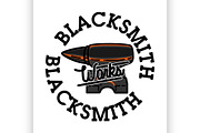 Color vintage blacksmith emblem
