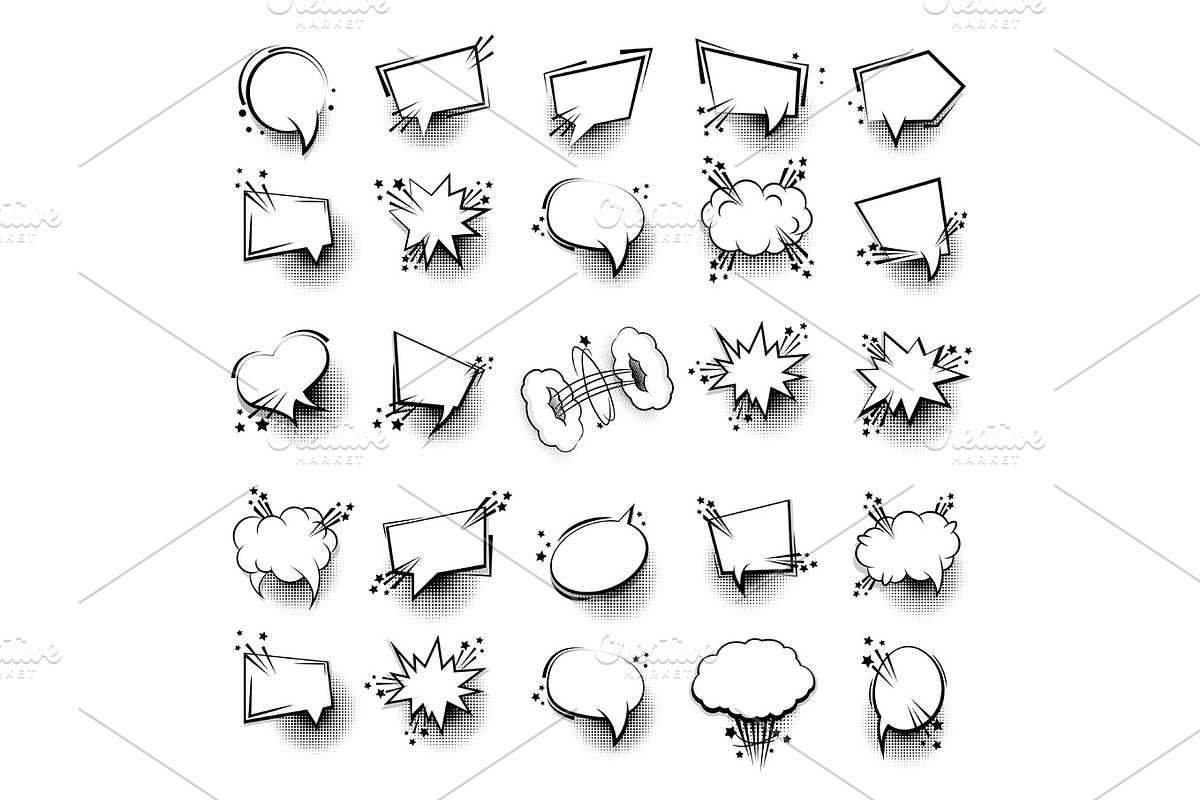 Funny 25 set comic book white cartoon text dialog in Textures - product preview 8