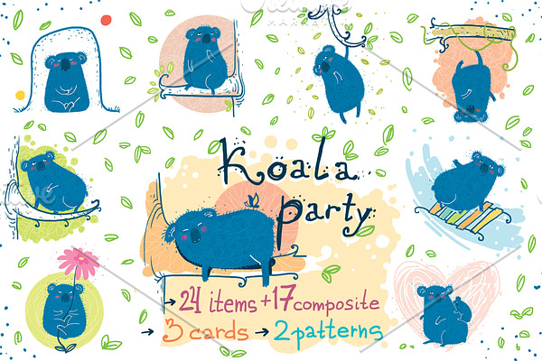 Koala Party -9 koalas and the nature