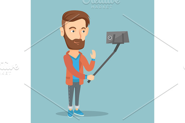 Man making selfie vector illustration.