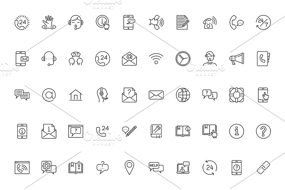 Set of Help, Support and Contact Us in Text Message Icons - product preview 8