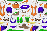 Summer and beach accessories pattern
