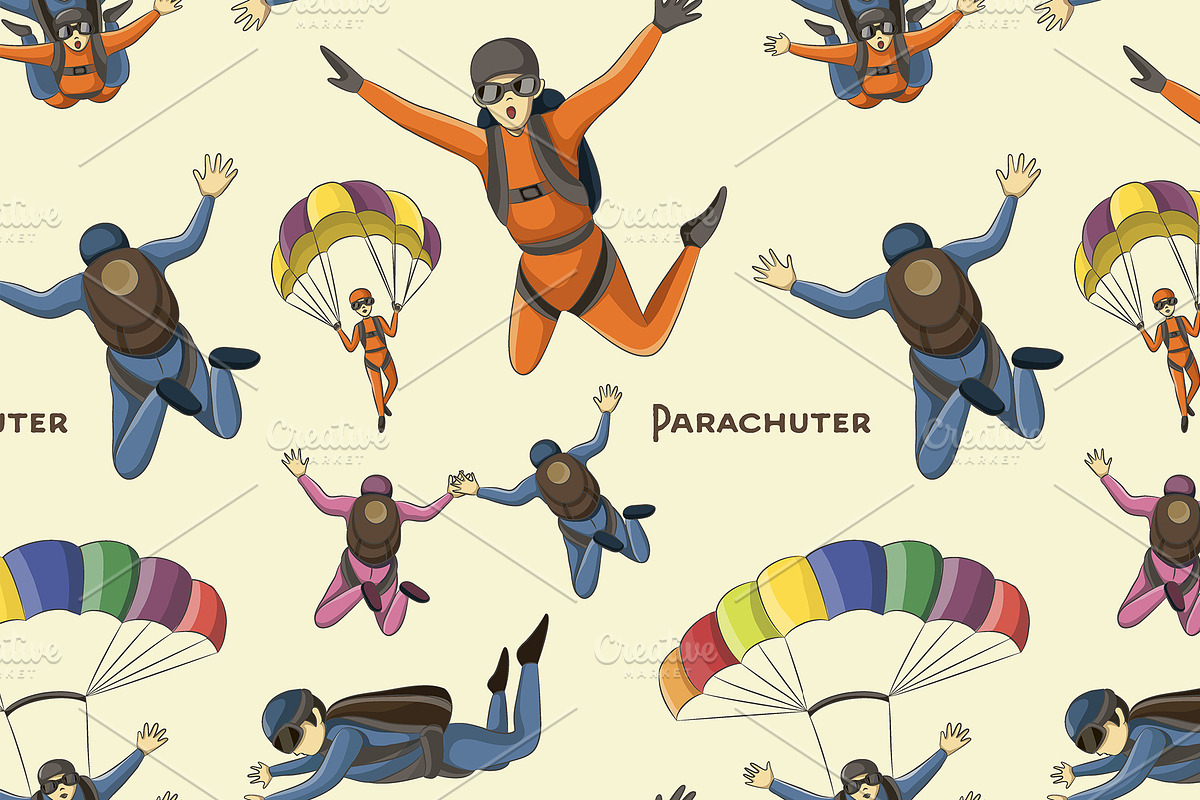 Vector set of parachuter pattern in Patterns - product preview 8