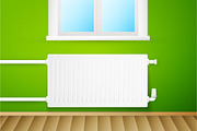 White realistic heating radiator