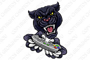 Black Panther Gamer Player Mascot