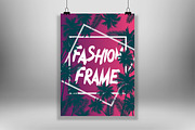 Purple  poster frame with palms 