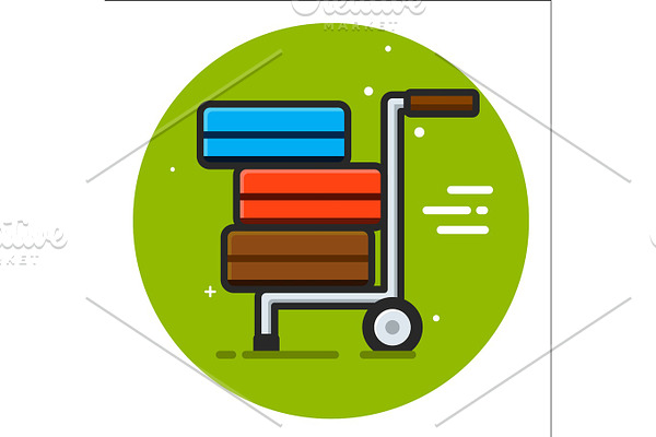 Packages delivery trolley icon