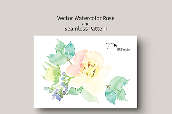 Vector watercolor rose in Card Templates - product preview 7