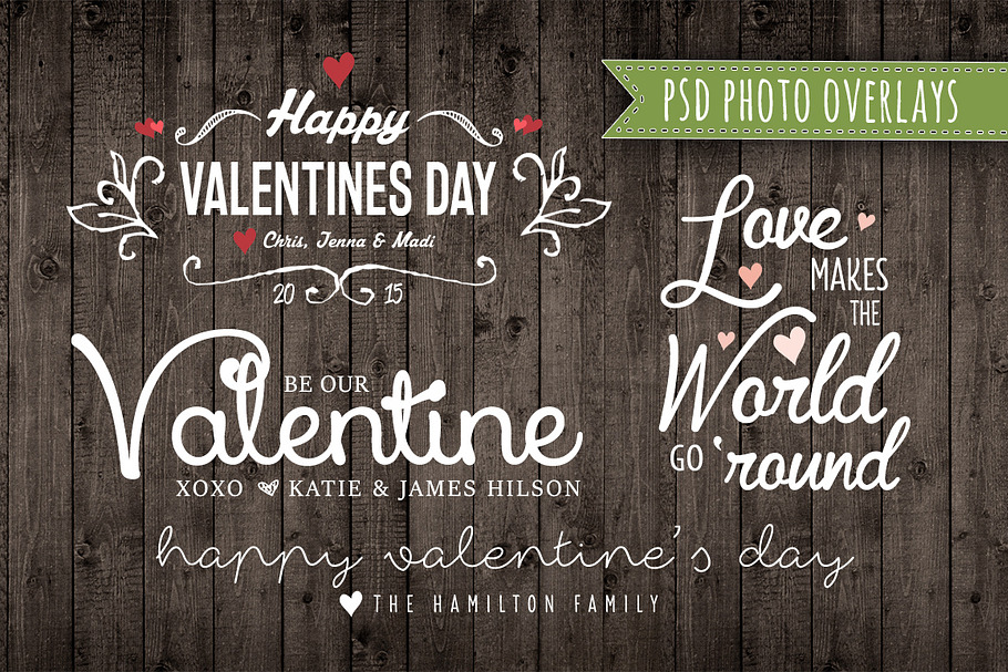 Valentine Photo Overlay Set PSD in Card Templates - product preview 8