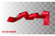 Red realistic silk vector ribbon
