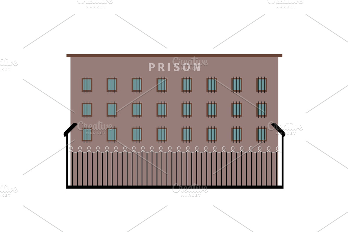 Prison building flat icon in Illustrations - product preview 8