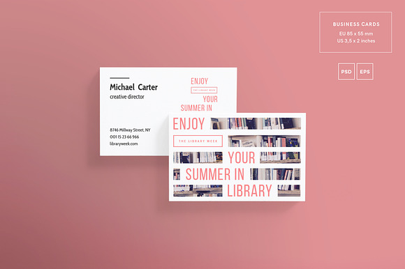 Business Cards | Summer In Library in Business Card Templates - product preview 1