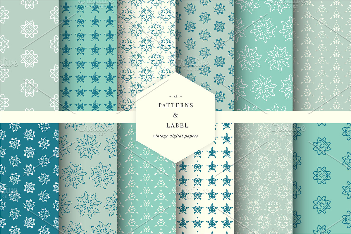 Seamless patterns and label in Patterns - product preview 8