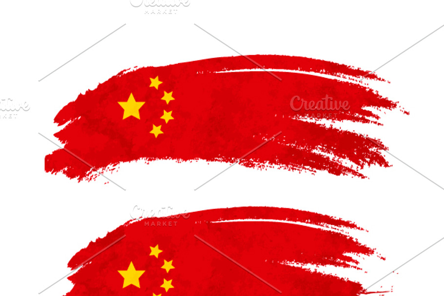 Brush stroke with China flag in Objects - product preview 8