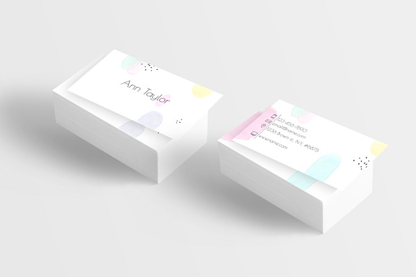 Pastel watercolor business card