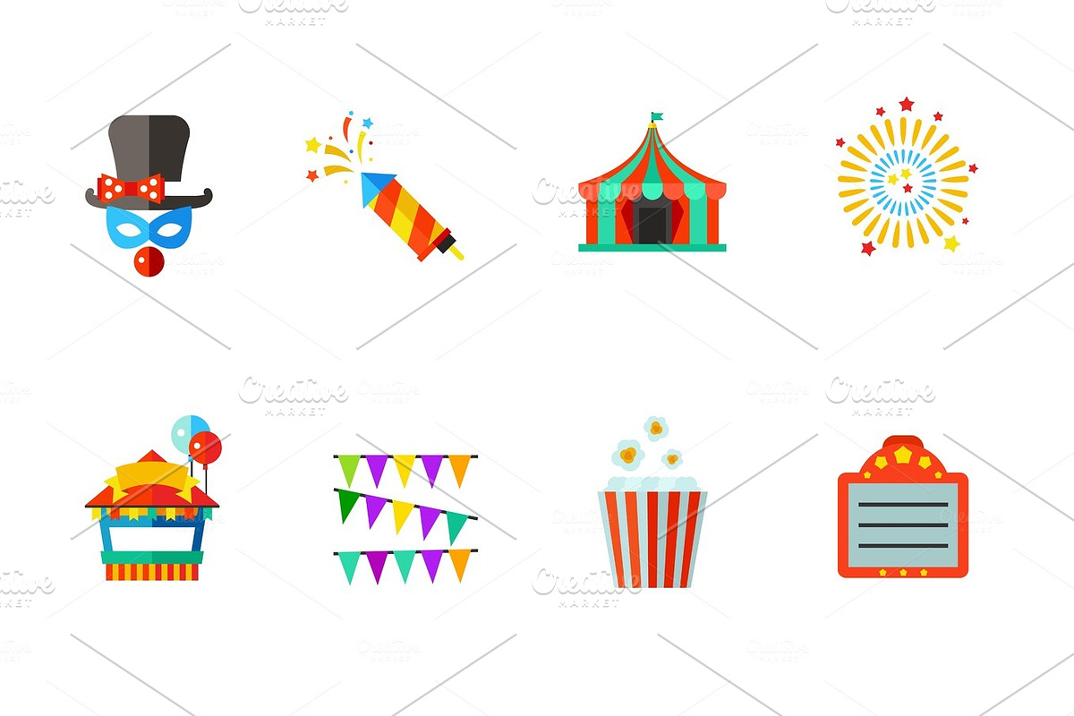 Carnival and cinema icon set in Objects - product preview 8
