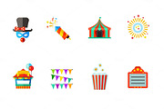 Carnival and cinema icon set