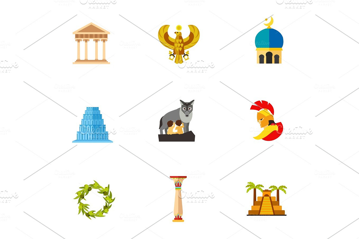 Civilization icon set in Objects - product preview 8