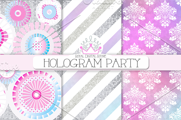 PARTY hologram/watercolor background in Patterns - product preview 1