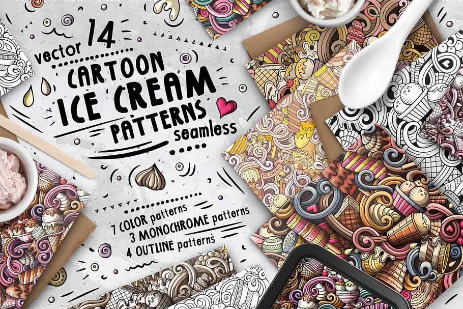 Ice Cream Seamless Patterns Pack in Patterns - product preview 8