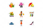 Shopping and fashion icon set
