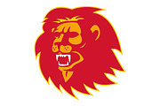 angry lion head roaring
