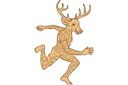 Half Man Half Deer With Tattoos Runn