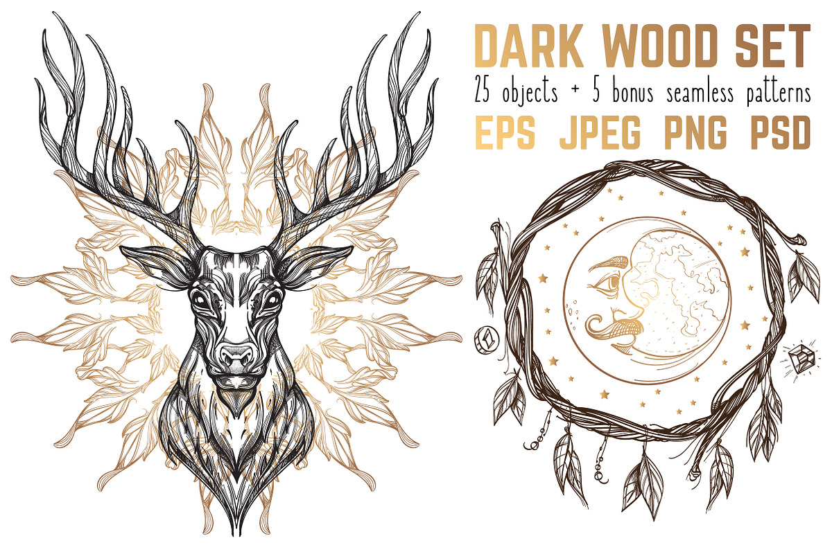 Dark wood set in Illustrations - product preview 8