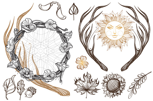 Dark wood set in Illustrations - product preview 7