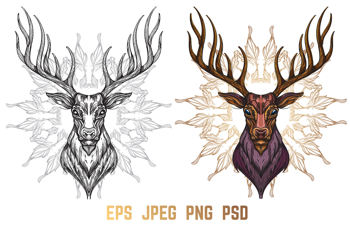Totem Deer in Illustrations - product preview 8
