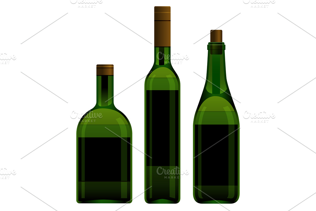 Green bottles different size in Objects - product preview 8