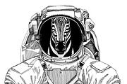 Zebra Horse wearing space suit Wild animal astronaut Spaceman Galaxy exploration Hand drawn illustration for t-shirt