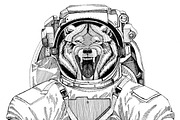 Wolf Dog Wild animal wearing space suit Wild animal astronaut Spaceman Galaxy exploration Hand drawn illustration for t-shirt